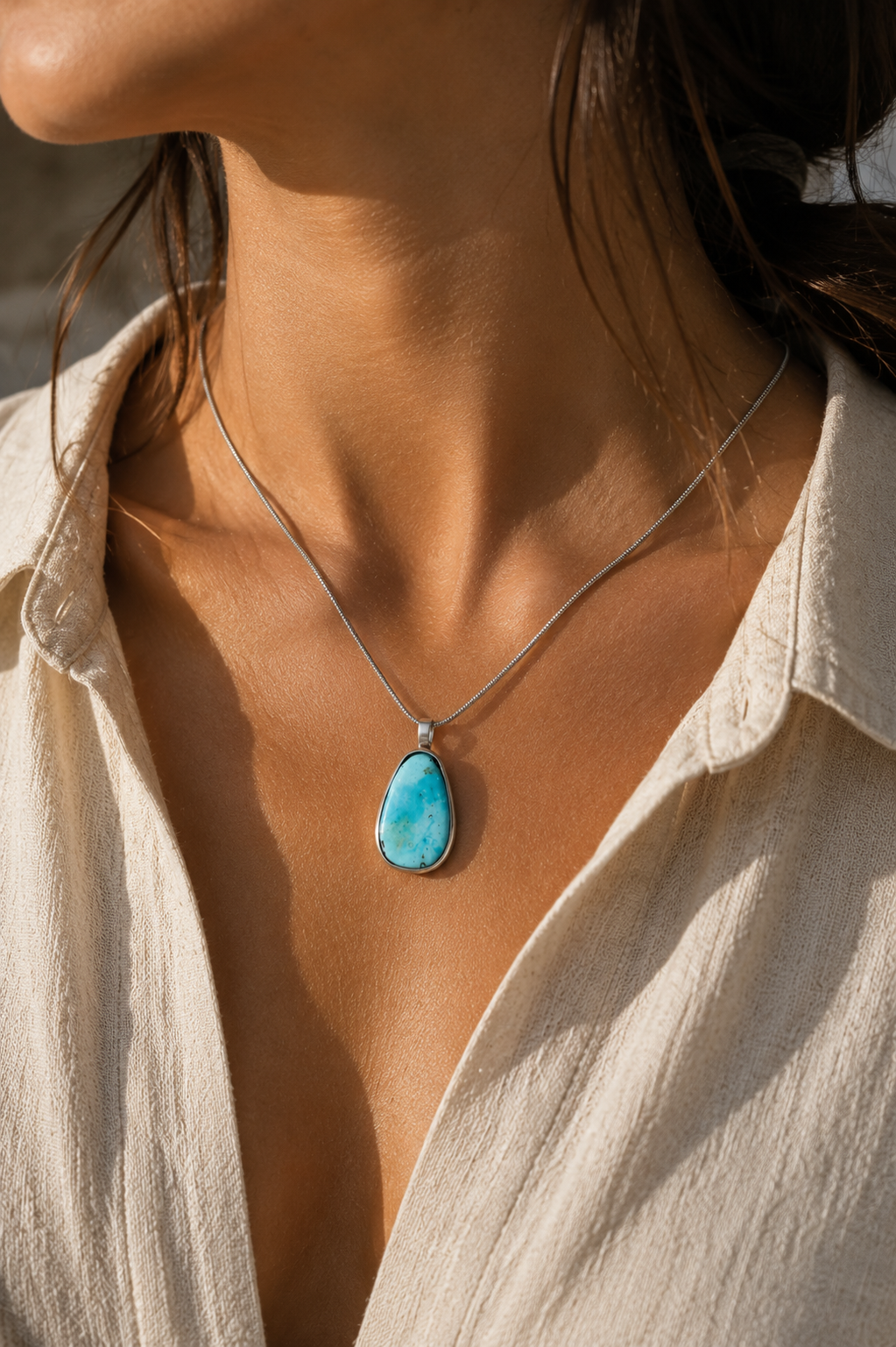 Ocean in a Drop | Natural Cripple Creek Colorado Turquoise Pendant